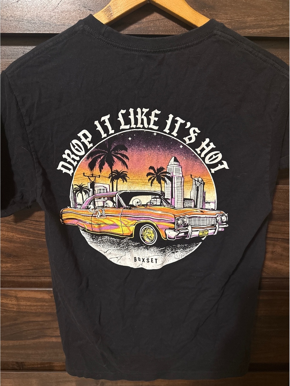 BOXSET Drop It Like It's Hot Graphic T-Shirt Small Black 100% Cotton